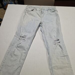 Old Navy Women's Blue Boyfriend Straight Distressed Stretch Denim Jeans Size 6